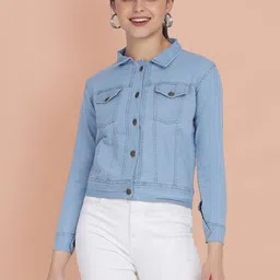DIMPY GARMENTS Women Lightweight Denim Jacket-image-43