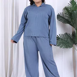 ETC Women Shirt Collar Solid Night suit-image-88