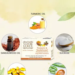 NATURE LEAGUE Set Of 4 Neem, Basil, Rose & Sandalwood Soap - 100 g Each image 2