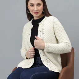 Cantabil Women Round Neck Cardigan-image-20