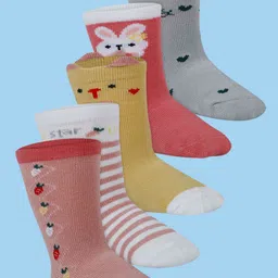 Baby Moo Infant Pack Of 5 Patterned Ankle-Length Socks-34