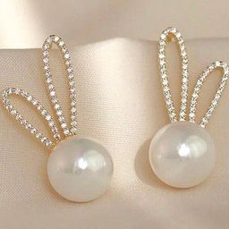 Pearl Bling Earrings Crystal Alloy Stud Earring-54