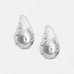 SOHI Silver-Plated The Small Dented Teardrop Shaped Studs image 3