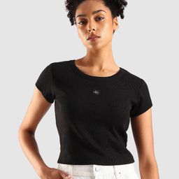 Calvin Klein Jeans Women Self Design Round Neck Slim Fit Cotton-picture-31