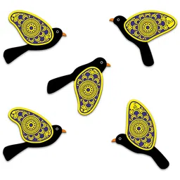 SEHAZ ARTWORKS Yellow & Black 5 Pieces Flying Birds Printed Wall Hangings-picture-43