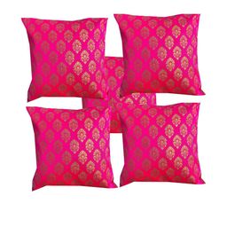 Pink Parrot Pink Set of 5 Pink Ethnic Motifs Square Cushion Covers-image-16