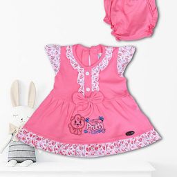 SHAKTI CREATION Girl Printed Cap Sleeves Bow Fit & Flare Dress-70