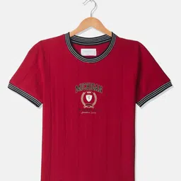 Octave Boys Self Design Round Neck Cotton T-shirt-41