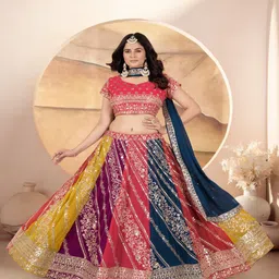NARI DREAM Embroidered Sequinned Ready To Wear Lehenga & Unstitched Blouse With Dupatta-picture-23