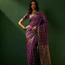 DEVATITHI Woven Design Zari Silk Blend Banarasi Saree-picture-53