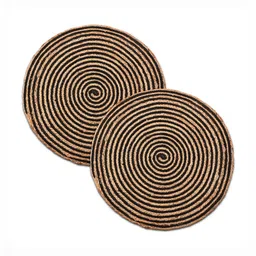 Aura 2-Pcs Beige & Black Self-Designed Jute Door Mat-47