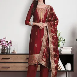 Stylee LIFESTYLE Floral Woven Design Unstitched Dress Material-picture-36