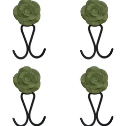 IndianShelf green 4 Piece Ceramic Rose Key Holder Hangers For Clothes Wall Mounted-image-27