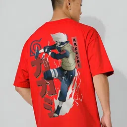 ANGERHOOD Graphic Kakashi Printed Drop-Shoulder Sleeves Oversized Cotton T-shirt-picture-23