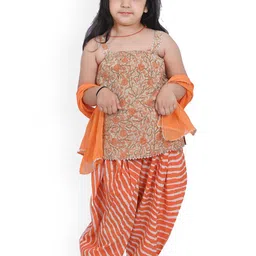 Miss & Chief Girls Floral Printed Regular Pure Cotton Kurta with Sharara & With Dupatta-picture-21