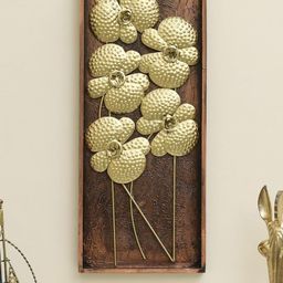 vedas Gold Toned Mystic Indiana Brown Poppy Flower Wall Decor-image-6