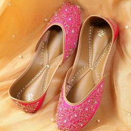 House of Pataudi Women Bead Embellished Floral Mojaris-picture-38
