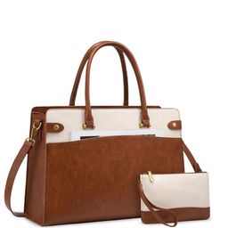 LA ELLORE Women Colourblocked Structured Leather Shoulder Bag-image-50