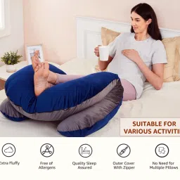 ultra soft j shaped Polyester Fibre Solid Pregnancy Pillow Pack of 1-image-49