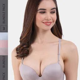 Amour Secret Pack Of 3 Lightly Padded Seamless Push-up Bra PD2016_Gry_Rbn_Sblu-picture-26