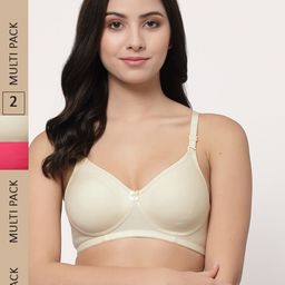 Docare Pack Of 2 Lightly Padded Seamless Super Support Cotton Tshirt Bra-21