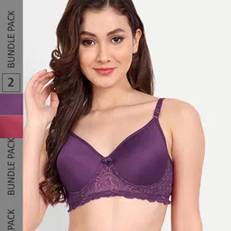 FIMS Pack Of 2 Floral Bra Lightly Padded-image-97