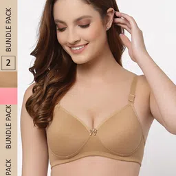 Floret Pack Of 2 Non Wired Lightly Padded High Support T-Shirt Bra-picture-49