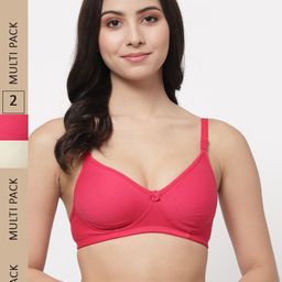 Docare Pack Of 2 Lightly Padded Seamless Super Support Cotton Tshirt Bra-55
