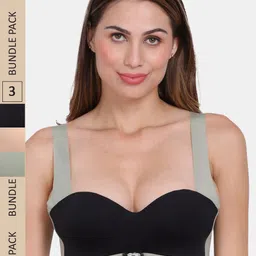 Amour Secret Pack of 3 Colourblocked Push Up Bra - Underwired Lightly Padded-image-51