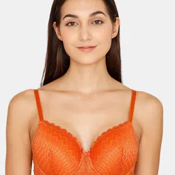 Zivame Women Orange Geometric Underwired Lightly Padded Bra-10