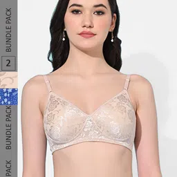FIMS Pack Of 2 Floral Full Coverage Lightly Padded Bra With All Day Comfort-11
