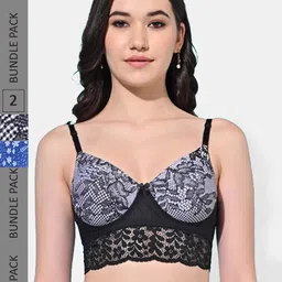 FIMS Pack Of 2 Floral Full Coverage Lightly Padded Bra With All Day Comfort-87