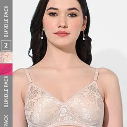 FIMS Pack Of 2 Self Design Full Coverage Lightly Padded Everyday Bra All Day Comfort-16