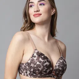 PrettyCat Abstract Half Coverage Non-Wired Lightly Padded Plunge All Day Comfort Bra image 2