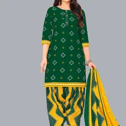 shree jeenmata collection Women Bandhani Printed Kurta with Patiala & With Dupatta-image-74