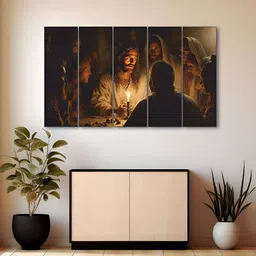 The Castle Decor Black 5 Piece Wood Religious Wall Paintings-image-30
