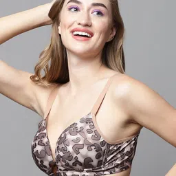 PrettyCat Abstract Half Coverage Non-Wired Lightly Padded Plunge All Day Comfort Bra image 3