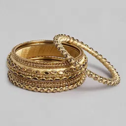 Peora Set of 10 Cream-Coloured Handcrafted Silk Thread Kundan Studded Chuda Bangles image 3