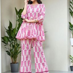 SZN Printed Pure Cotton Top & Trouser Co-Ord Set-image-46