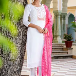 KALINI Women Ethnic Embroidered Regular Thread Work Kurta with Trousers With Dupatta-picture-2