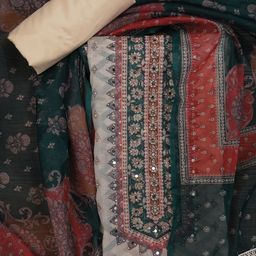 Jaipur Kurti Floral Printed Stones And Beads Organza Unstitched Dress Material-image-41
