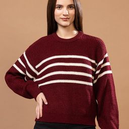 Mast & Harbour Striped Round Neck Cotton Pullover-picture-33