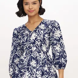DressBerry Women Floral Printed Puff Sleeves Peplum Top-picture-33