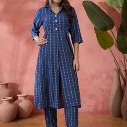 Sangria Woven DesignPure Cotton Three Quarter Sleeve Tunic & Trouser Co-Ords-picture-11