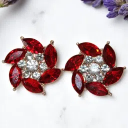 Jolly Faces Artificial Stones Studded Floral Shaped Studs-image-65