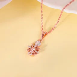 925 Silver Rose Gold Radiant Wheel Pendant With Link Chain Rhodium Zircon Sterling Silver-image-48