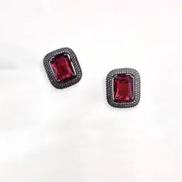 Opal Touch Crystal Studded Square Shaped Studs image 2