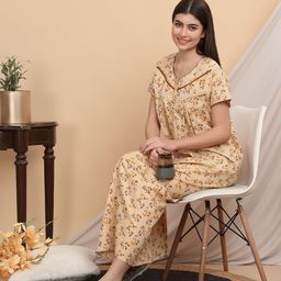 Sweet Dreams Women Printed Short Sleeves Maxi Nightdress-picture-0