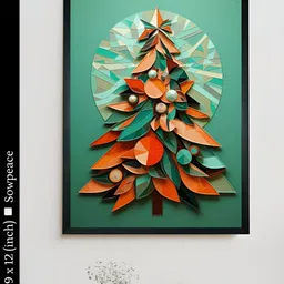 SOWPEACE Green & Orange 1 Piece Canvas Abstract Wall Paintings-image-93