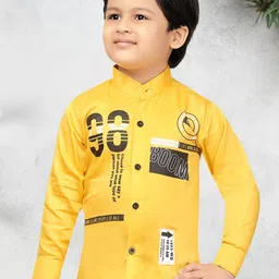 FASHION GRAB Boys Classic Regular Fit Band Collar Typography Printed Cotton Casual Shirt-image-82